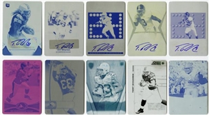 Lot of (10) 2012 Trent Richardson Rookie Card 1/1 Printing Plates Including 5 Autographed Plates